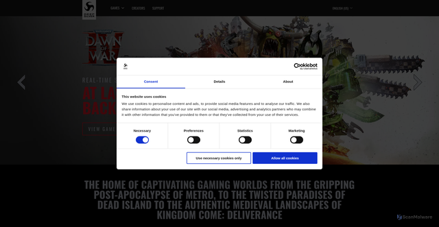 Security scan screenshot of https://www.deepsilver.com