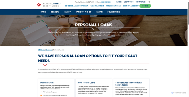 Security scan screenshot of https://gucu.org/borrow/personal-loans