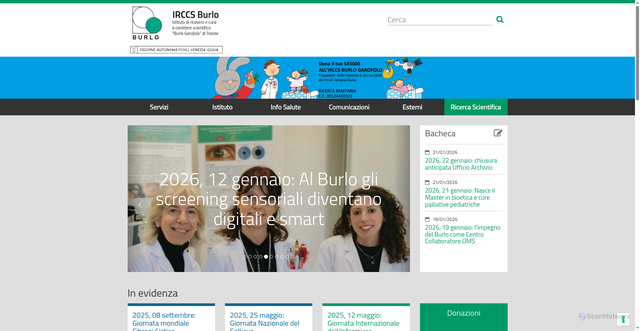 Security scan screenshot of https://www.burlo.trieste.it/
