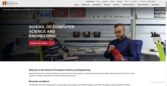 Security scan screenshot of https://www.bangor.ac.uk/scse