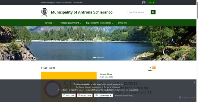 Security scan screenshot of https://www.comune.antronaschieranco.vb.it