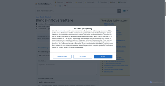 Security scan screenshot of https://braille.se