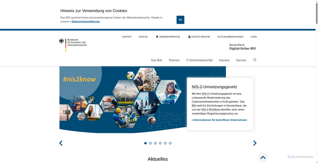 Security scan screenshot of https://www.bsi.bund.de/DE/Home/home_node.html