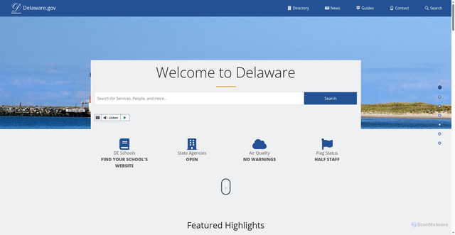 Security scan screenshot of https://delaware.gov/