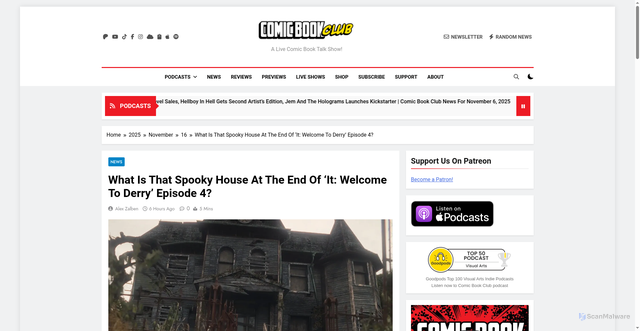 Security scan screenshot of https://comicbookclublive.com/2025/11/16/it-welcome-to-derry-episode-4-ending-explained-neibolt-house-well-house/