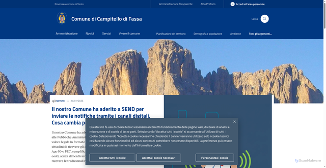 Security scan screenshot of https://www.comune.campitellodifassa.tn.it