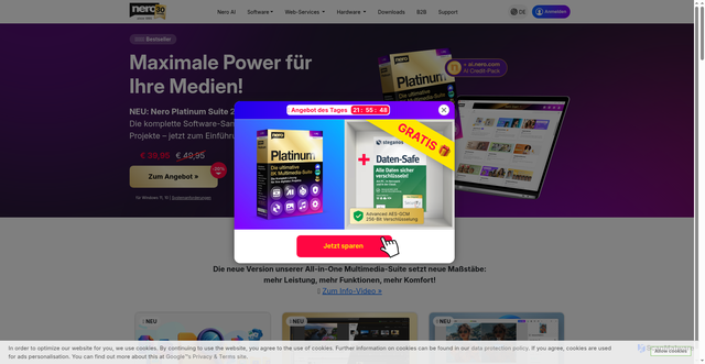 Security scan screenshot of https://www.nero.com
