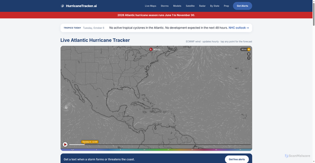 Security scan screenshot of https://hurricanetracker.ai/