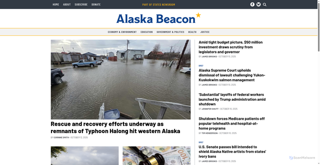 Security scan screenshot of https://alaskabeacon.com/