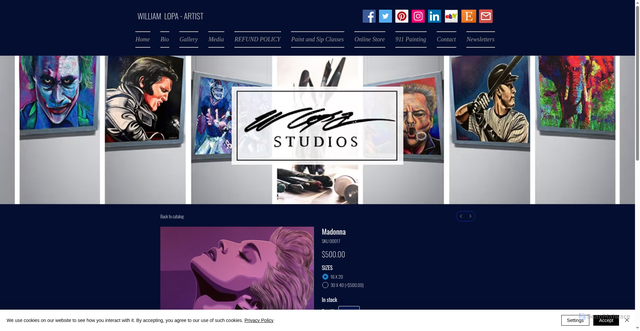 Security scan screenshot of https://www.williamlopa.com/online-store/Madonna-p383122313