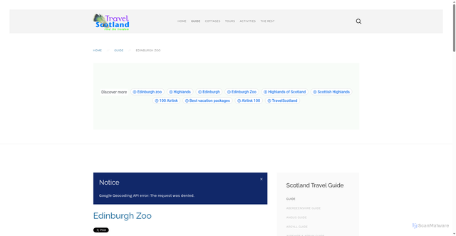 Security scan screenshot of https://www.scotland.org.uk/guide/visitor-attractions/edinburgh-zoo