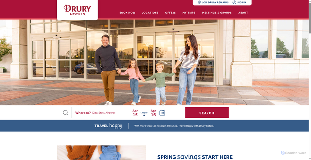 Security scan screenshot of https://druryhotels.com