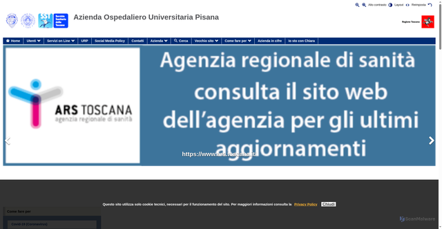 Security scan screenshot of https://www.ao-pisa.toscana.it