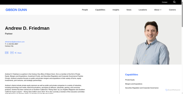 Security scan screenshot of https://www.gibsondunn.com/lawyer/friedman-andrew-d/