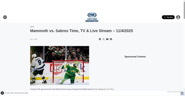 Security scan screenshot of https://foxsports1280.iheart.com/content/2025-11-04-mammoth-vs-sabres-time-tv-live-stream-1142025/