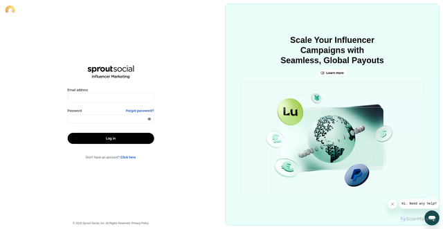 Security scan screenshot of https://influencer.sproutsocial.com