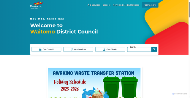 Security scan screenshot of https://www.waitomo.govt.nz/