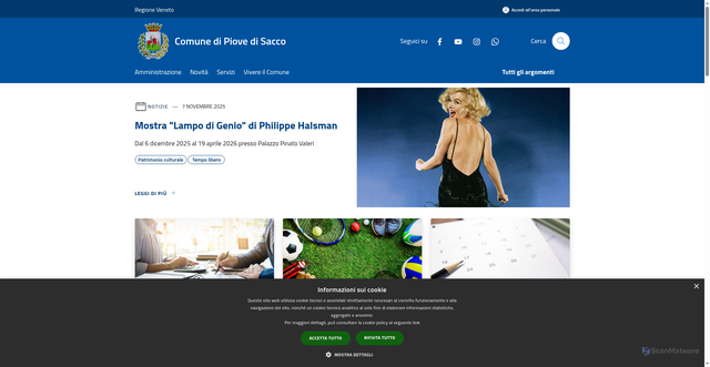 Security scan screenshot of https://www.comune.piovedisacco.pd.it/it