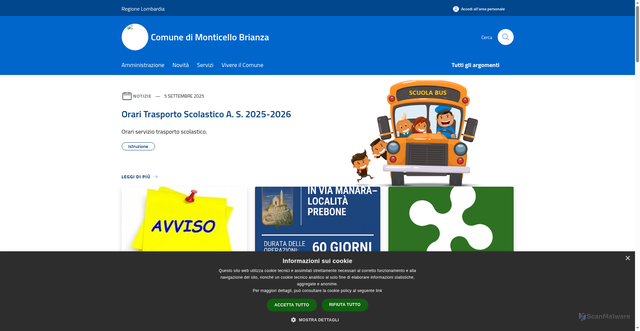 Security scan screenshot of https://www.comune.monticellobrianza.lc.it/it