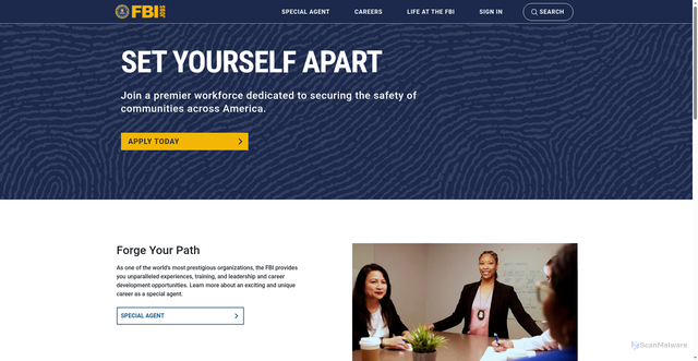 Security scan screenshot of https://fbijobs.gov/