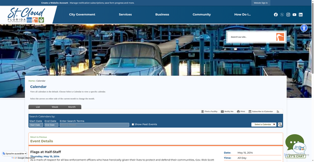 Security scan screenshot of https://www.stcloudfl.gov/Calendar.aspx?EID=2104