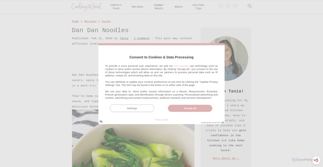 Security scan screenshot of https://cookingformysoul.com/dan-dan-noodles/