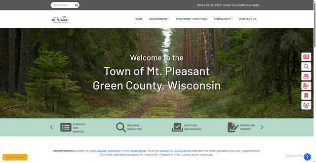 Security scan screenshot of https://townofmtpleasantwi.gov/