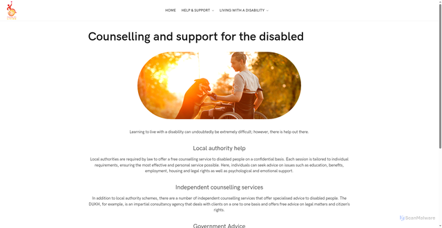 Security scan screenshot of http://www.disabledliving.org.uk/