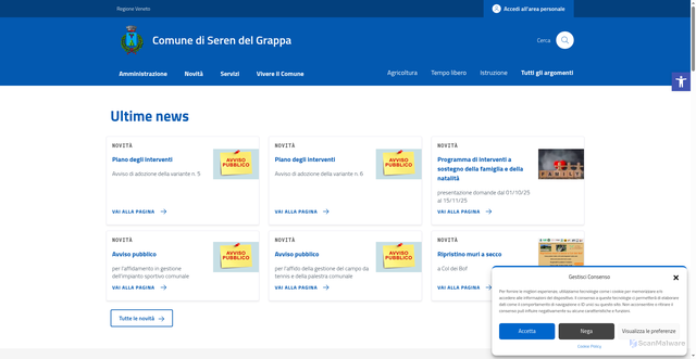 Security scan screenshot of https://comune.serendelgrappa.bl.it/