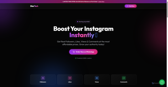 Security scan screenshot of https://instagramfollowersstartech-12dcprl62g.edgeone.app/