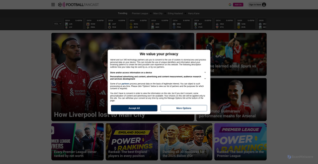Security scan screenshot of https://footballfancast.com