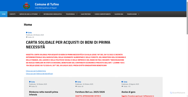 Security scan screenshot of https://www.comune.tufino.na.it/