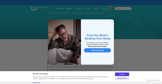 Security scan screenshot of https://www.sleepapnea.org/cpap/