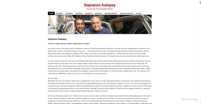 Security scan screenshot of https://sopranosautopsy.com/