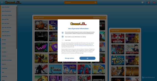 Security scan screenshot of https://www.gameslol.net