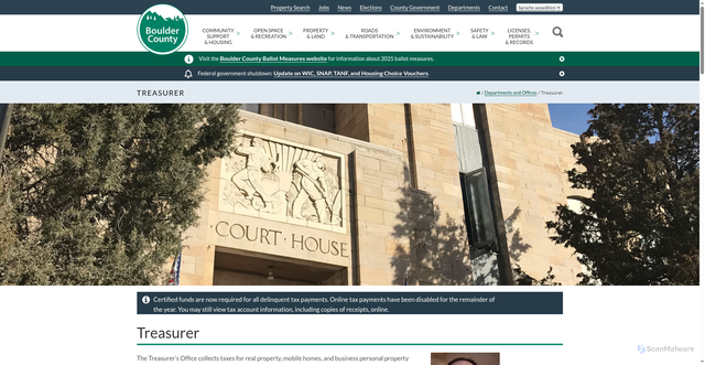 Security scan screenshot of https://bouldercounty.gov/departments/treasurer/