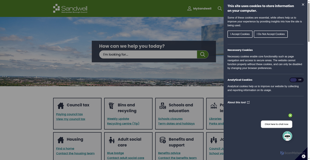 Security scan screenshot of https://www.sandwell.gov.uk/