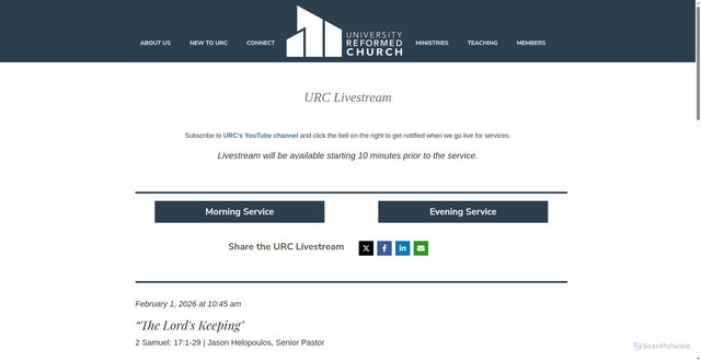 Security scan screenshot of https://www.universityreformedchurch.org/live/