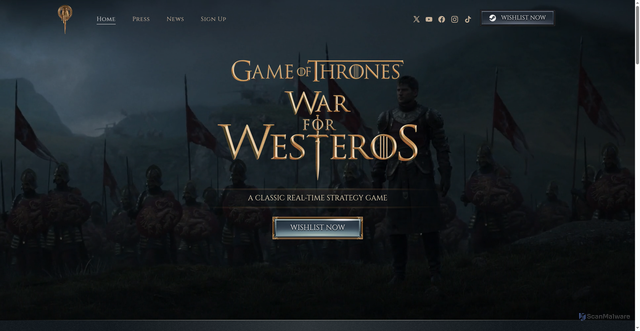 Security scan screenshot of https://www.warforwesteros.com/