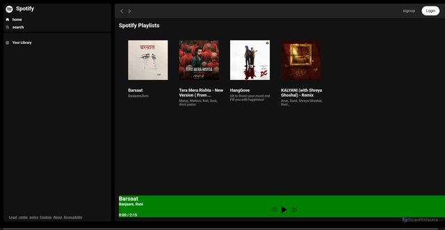 Security scan screenshot of http://spotify-a9.netlify.app/