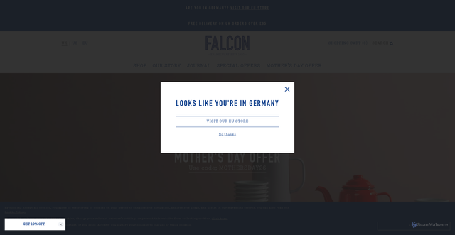 Security scan screenshot of https://falconenamelware.com
