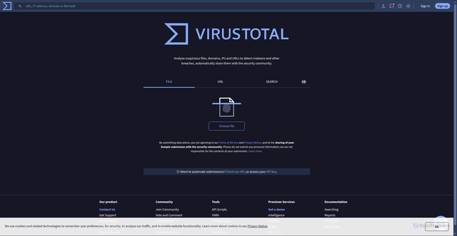 Security scan screenshot of https://virustotal.com/