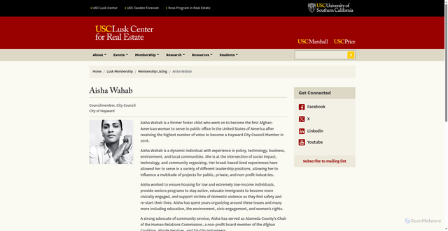 Security scan screenshot of https://lusk.usc.edu/membership/people/aisha-wahab