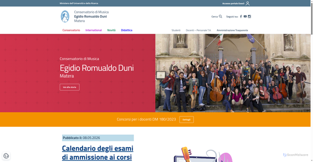 Security scan screenshot of https://www.conservatoriomatera.it