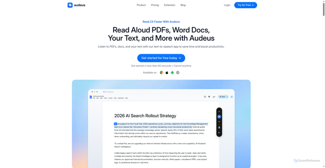Security scan screenshot of https://www.audeus.com