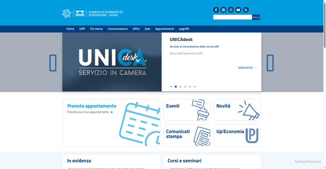 Security scan screenshot of https://www.pnud.camcom.it/