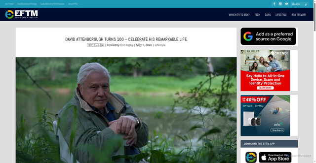 Security scan screenshot of https://eftm.com/2026/05/david-attenborough-turns-100-celebrate-his-remarkable-life-275163
