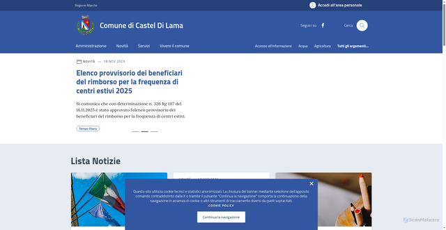 Security scan screenshot of https://www.comune.casteldilama.ap.it/