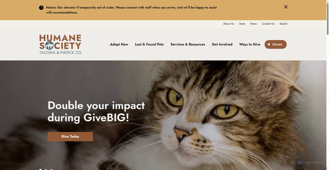 Security scan screenshot of https://www.thehumanesociety.org/