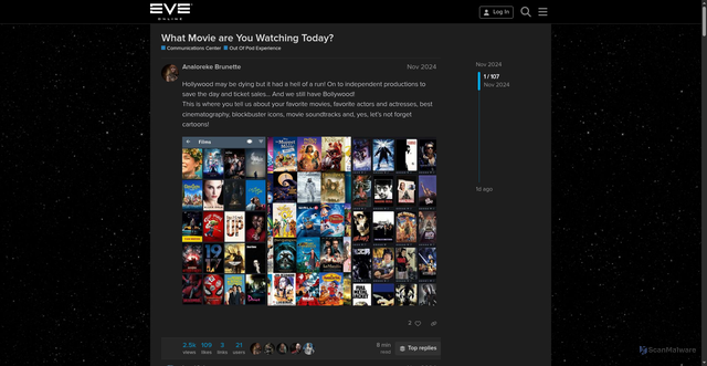 Security scan screenshot of https://forums.eveonline.com/t/what-movie-are-you-watching-today/467048